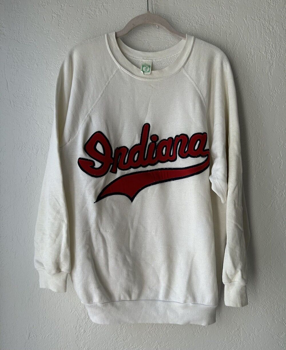 Vtg Men's XL Thrashed Worn Crew Sweatshirt Indiana Logo Discus Athletics USA